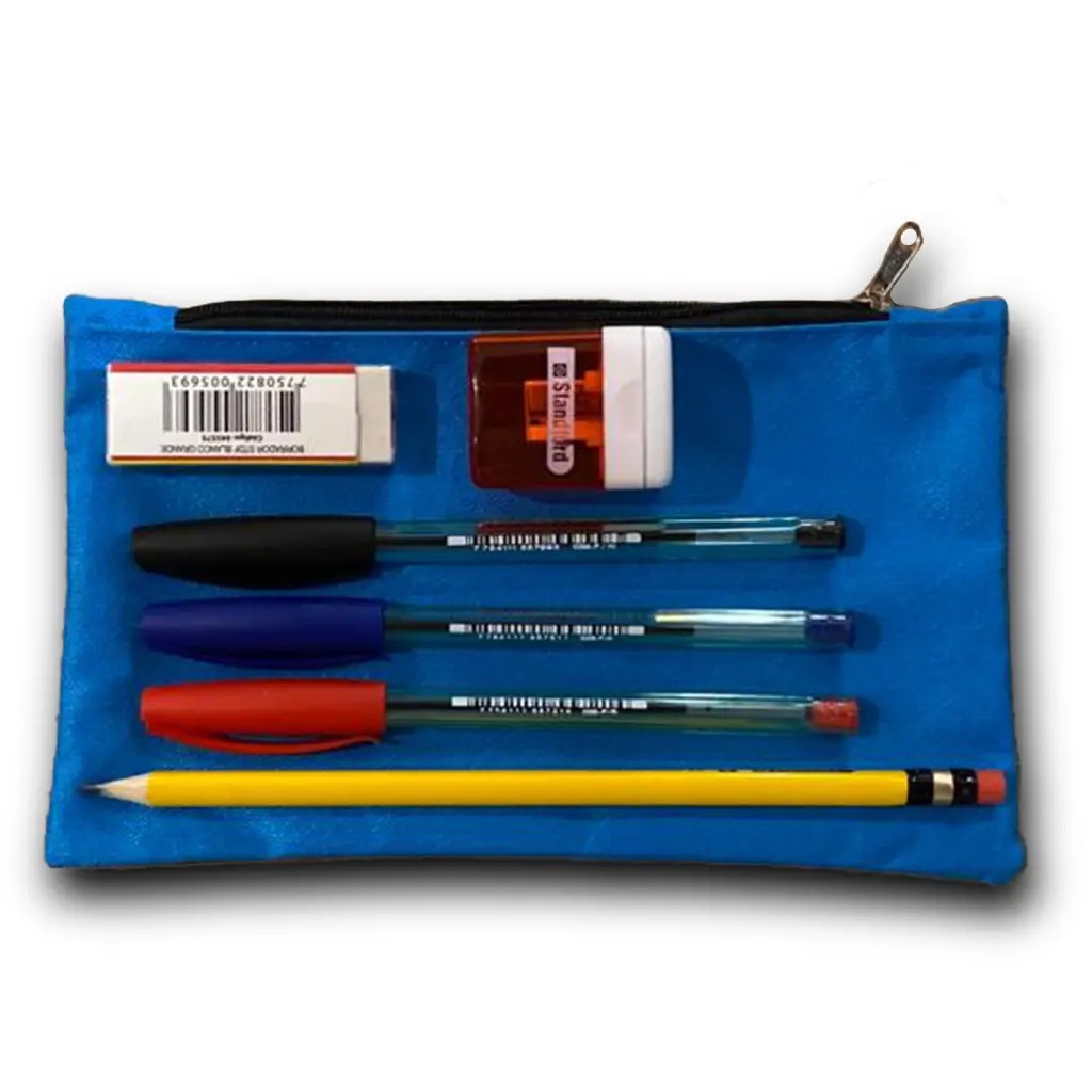 PACK CARTUCHERA ESCOLAR (LAPIZ, LAPICERO AZUL, ROJO Y NEGRO, TAJADOR, BORRADOR) - miniatura 4