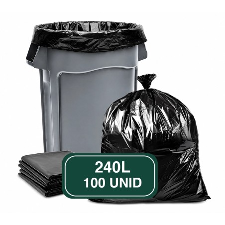 BOLSAS NEGRAS 240L C/ PLIEGUE (CILINDROS METÁLICOS) (100UND)