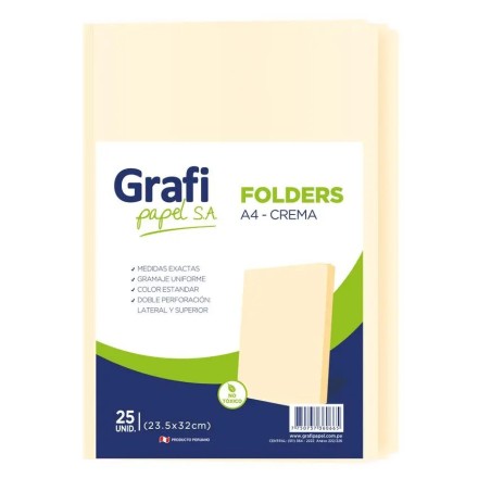 FÓLDER MANILA A-4 GRAFIPAPEL (PQT X 25 UNID)