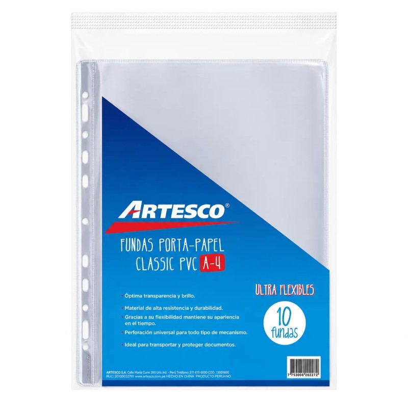 MICA PORTA PAPELES A4 ARTESCO (PAQTE 10 UND)