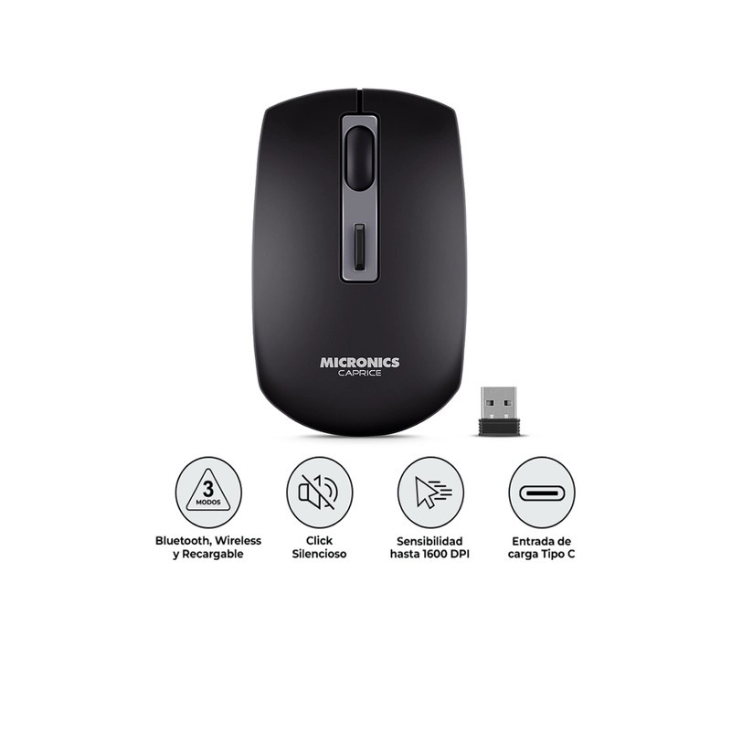 MOUSE INALÁMBRICO MICRONICS CAPRICE MIC M713-3M RECARGABLE